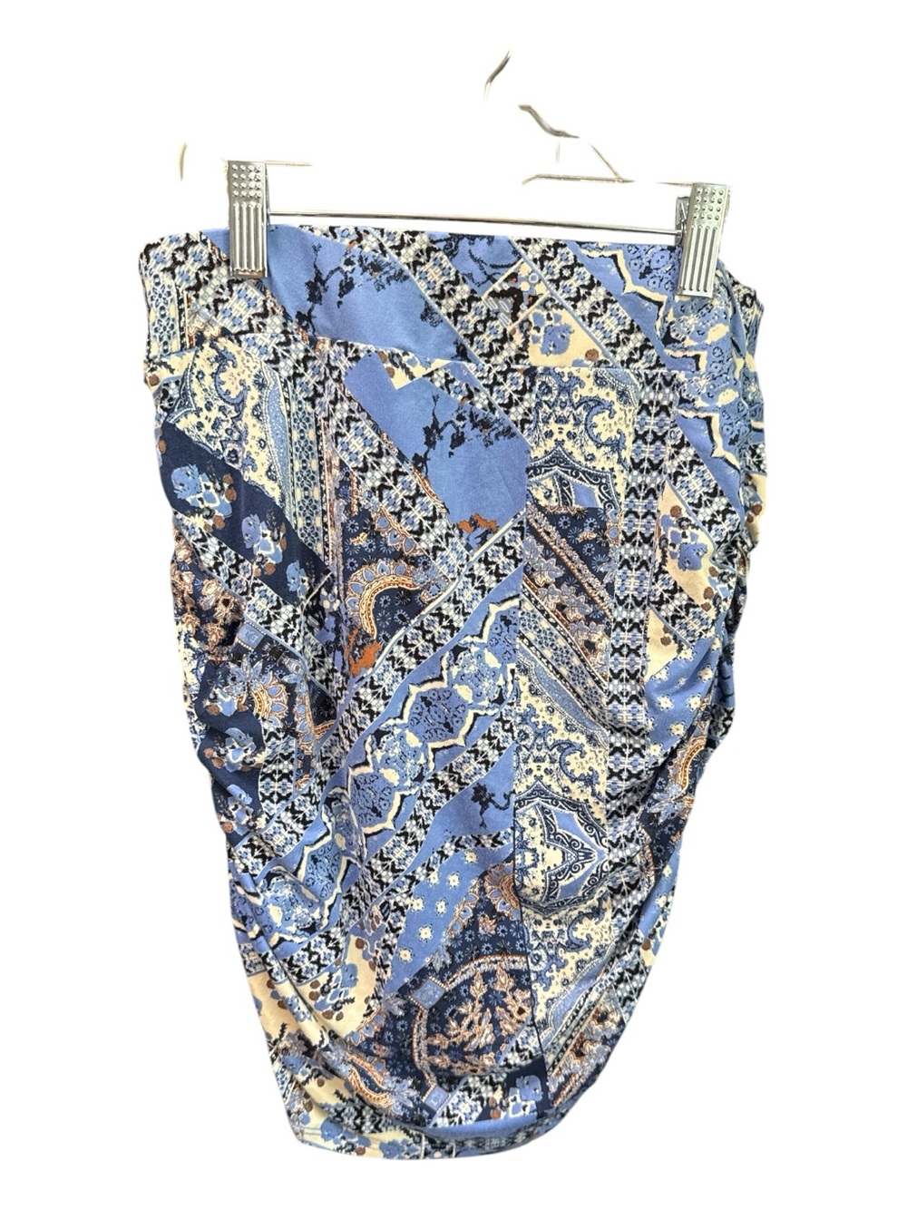 Free People Blue Paisley Print Stretch Mini Skirt - Picture 3 of 4